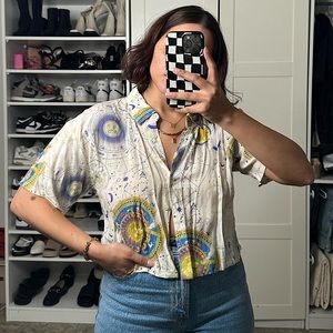 Forever 21 Graphic Crop Button Down